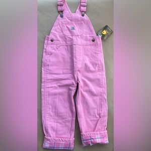 Kids Carhartt Bib Overalls with Fleece Lining Pink ( Rose Bloom) Girls Size 4T